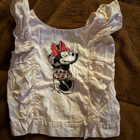 Disney Minnie Mouse Cream Ruffle Top - Picture 1 of 2
